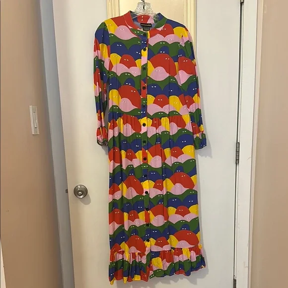 Nooworks Rainbow Lumps Ruffled Maxidress Medium - Picture 1 of 6